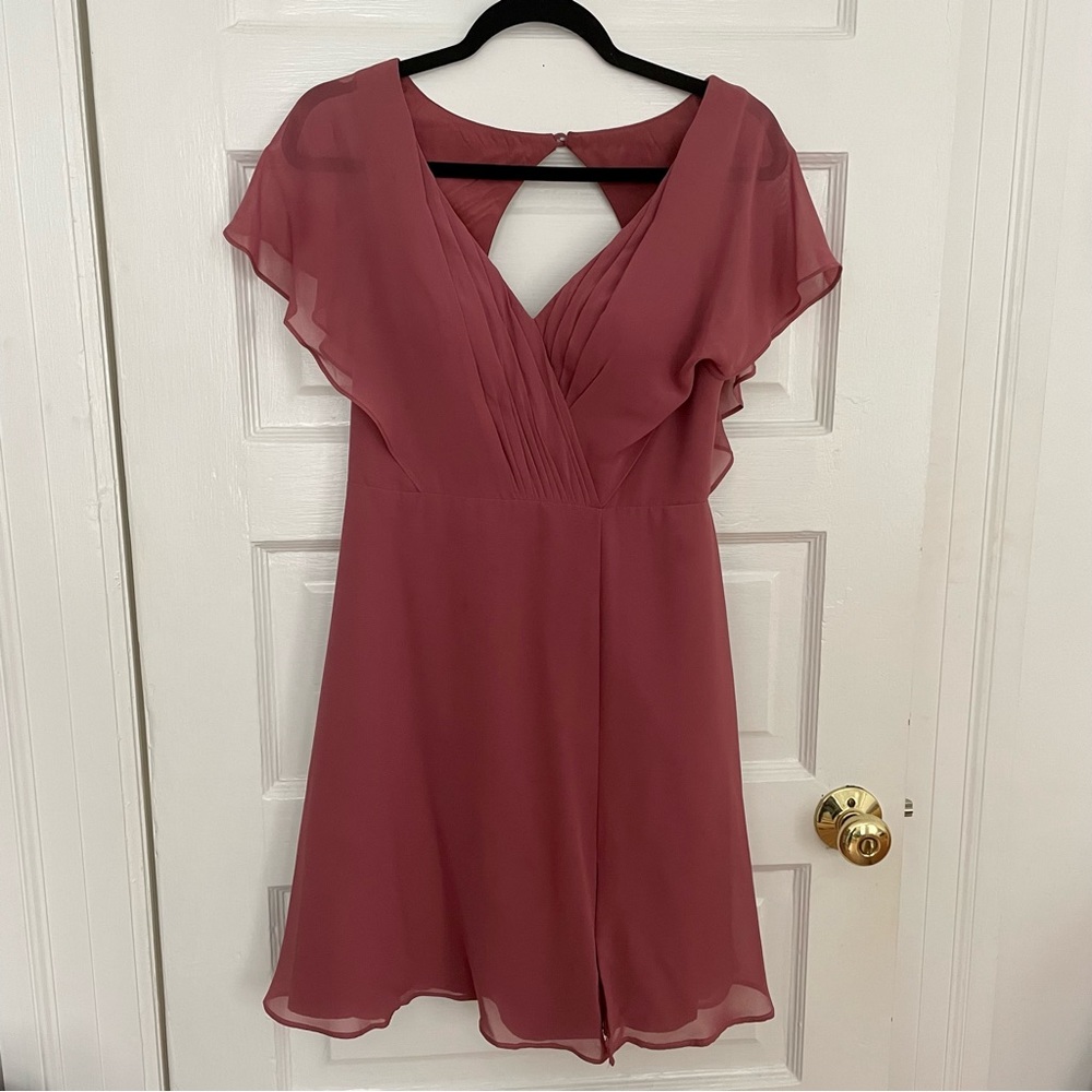 Azazie Rylee desert rose bridesmaid dress